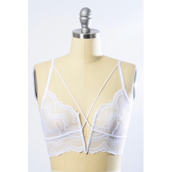 Structured Scalloped Lace Bralette White - Picture 7 of 8
